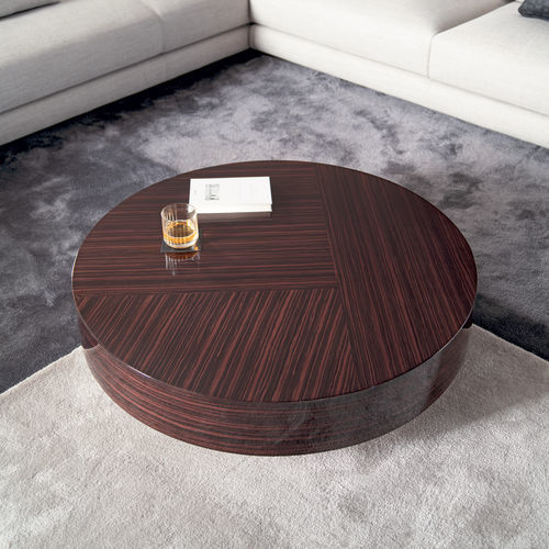 Tavolino basso contemporaneo - GEMINI - MisuraEmme SpA - impiallacciato in legno / con supporto in metallo / rotondo