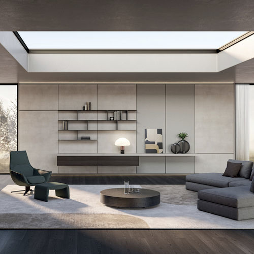 Parete attrezzata per soggiorno contemporanea - PUZZLE - MisuraEmme SpA - in legno / per TV / con contenitore