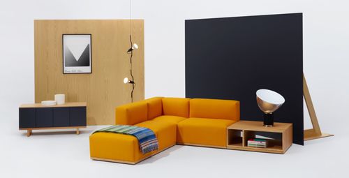 Divano modulare - GETA  - Modus - contemporaneo / in pelle / arancione