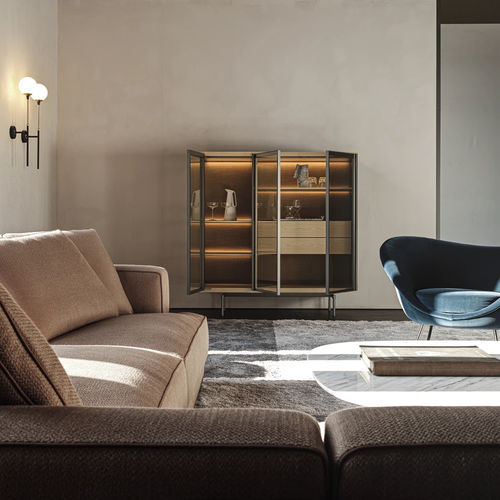 Parete attrezzata per soggiorno contemporanea - LOGOS - Molteni&C - in metallo / in bronzo / in legno