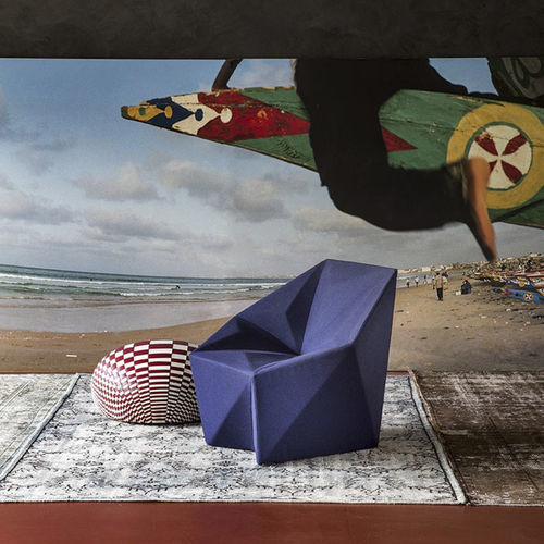 Poltrona design originale - GEMMA - MOROSO - in tessuto / in pelle / in acciaio