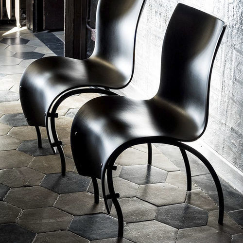 Sedia contemporanea - 1 SKIN - MOROSO - da interno / in legno compensato / con supporto in acciaio verniciato a polvere