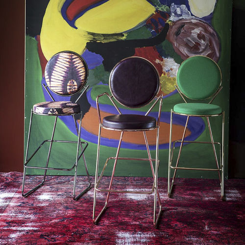 Sedia alta Art Deco - DOUBLE ZERO - MOROSO - da interno / in polietilene / in pelle