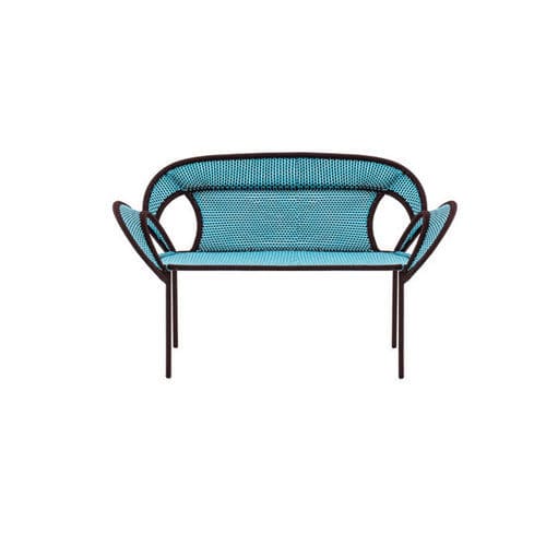 Panca da giardino contemporanea - BANJOOLI - MOROSO - in acciaio laccato / in polietilene / con schienale