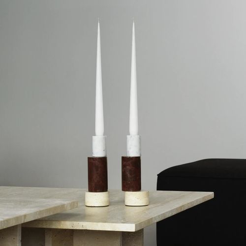 Portacandela in marmo - BLOX - Normann Copenhagen - in travertino / in acciaio inossidabile / non specificato
