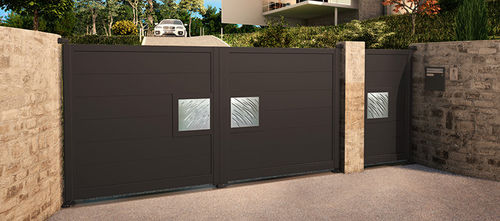 Cancello battente - NIGHT & DAY® - Horizal - in alluminio / a lamelle / a motore