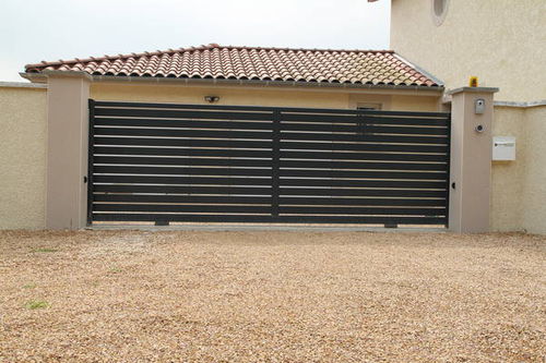 Cancello scorrevole - CONTEMPORAIN : AVEA  - Horizal - in alluminio / a sbarre / a motore