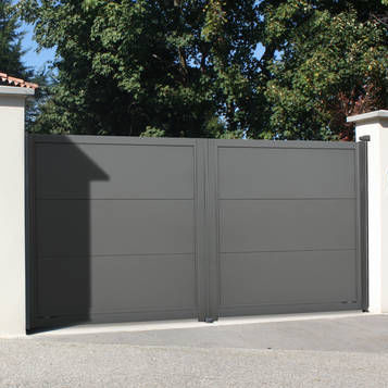 Cancello battente - CONTEMPORAIN : MALACCA - Horizal - scorrevole / in alluminio / a lamelle