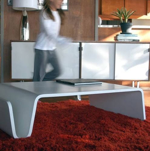 Tavolino basso contemporaneo - SCANDO - Offi - in legno laccato / rettangolare / per uso residenziale