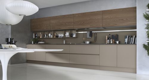 Cucina contemporanea - SYSTEM COLLECTION - Pedini - in vetro / impiallacciata in legno / senza maniglie