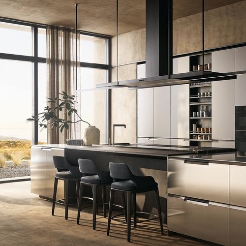 Sedia alta contemporanea - SOPHIE LITE - Poliform - da interno / in tessuto / in pelle