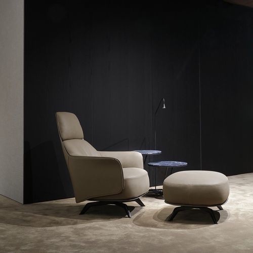 Poltrona contemporanea - KAORI - Poliform - in tessuto / in pelle / in legno