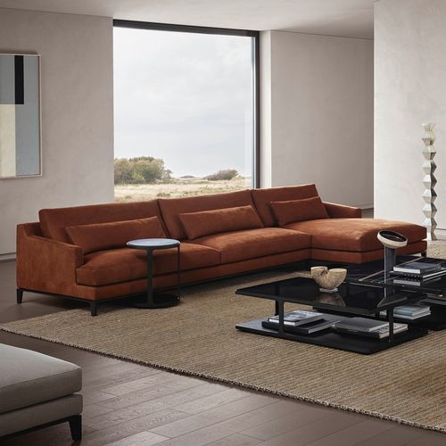 Divano modulare - BELLPORT - Poliform - contemporaneo / in tessuto / in pelle