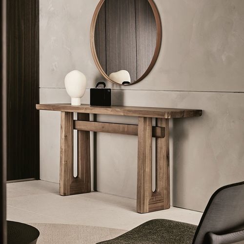 Consolle contemporanea - NARA - Poliform - in legno massiccio / con supporto in legno massiccio / rettangolare