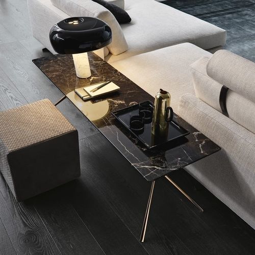 Consolle contemporanea - MONDRIAN - Poliform - in legno / in marmo / con supporto in metallo