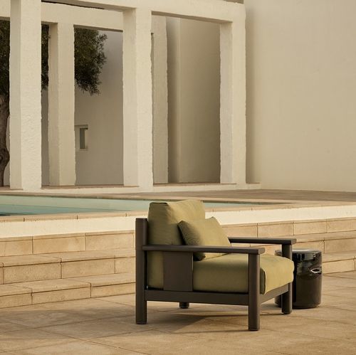 Poltrona contemporanea - KETCH - Poliform - in tessuto / in legno massiccio / in iroko