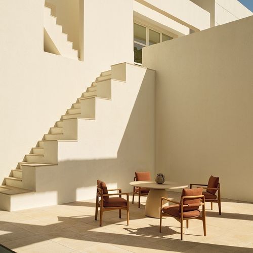 Sedia contemporanea - MAGNOLIA - Poliform - da esterno / in tessuto / con supporto in legno massiccio
