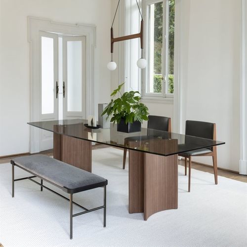 Tavolo da pranzo contemporaneo - ALAN - Porada - in noce / in vetro / in marmo