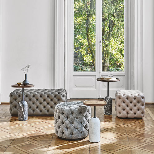 Pouf chesterfield - ALCIDE - Porada - in tessuto / quadrato / tondo