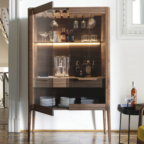 Mobile bar contemporaneo - ATLANTE - Porada - in noce / in frassino / in vetro fumè