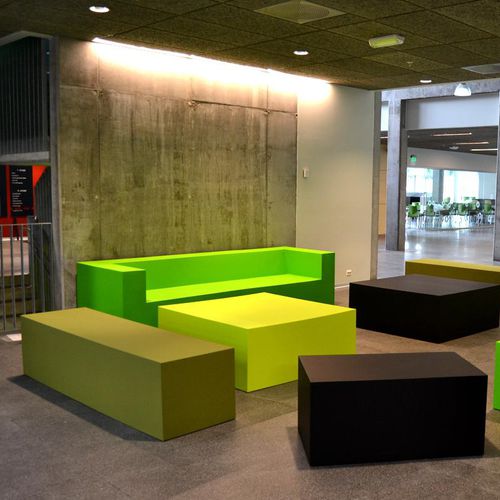 Divanetto imbottito contemporaneo - CLUB 02 - SDC_lab - in tessuto / in pelle / in schiuma ad alta densità rivestita