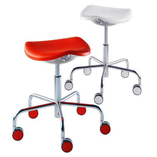 Sgabello contemporaneo - WELCOME - REXITE - in tecnopolimero / con supporto in acciaio cromato / con rotelle