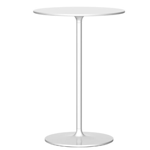 Tavolo alto contemporaneo - POPPY - REXITE - in cristallo / con supporto in acciaio verniciato / rotondo