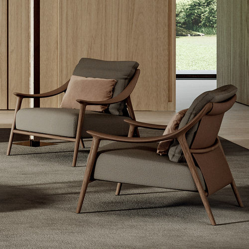 Poltrona design scandinavo - Corso - Rossi di Albizzate - in tessuto / in legno / con cuscino rimovibile