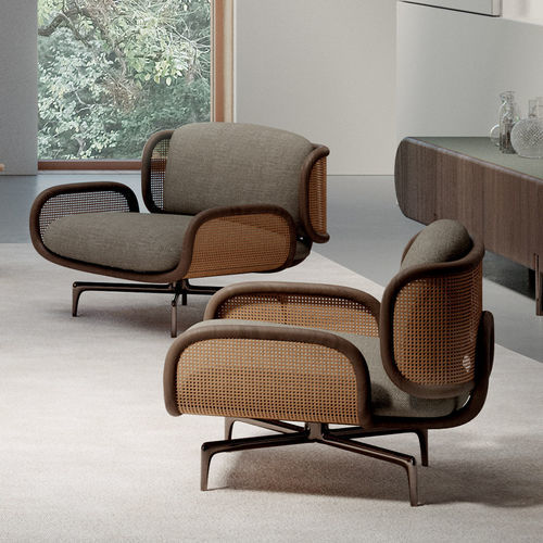Poltrona contemporanea - Tulita - Rossi di Albizzate - in tessuto / in legno / in corda