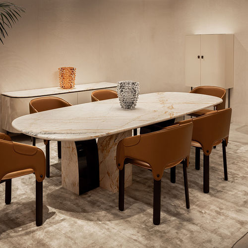 Tavolo contemporaneo - D'Este - Rossi di Albizzate - in marmo / con supporto in legno / ovale