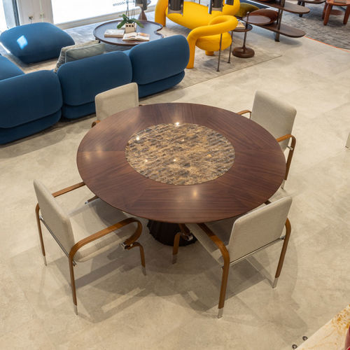Tavolo contemporaneo - Godet - Rossi di Albizzate - in legno / in marmo / con supporto in legno