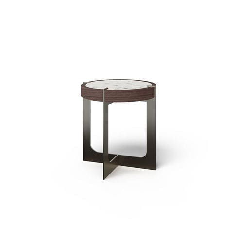 Tavolo d'appoggio contemporaneo - Fred - Rossi di Albizzate - in legno / in marmo / con supporto in metallo