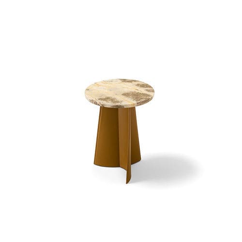 Tavolo d'appoggio contemporaneo - Wigwam - Rossi di Albizzate - in marmo / con supporto in legno / circolare