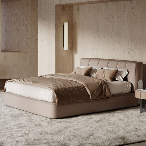 Letto matrimoniale - Moonbeam - Rossi di Albizzate - contemporaneo / imbottito / con testiera