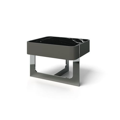 Tavolo d'appoggio contemporaneo - Sing Sing - Rossi di Albizzate - in marmo / con supporto in metallo / rotondo