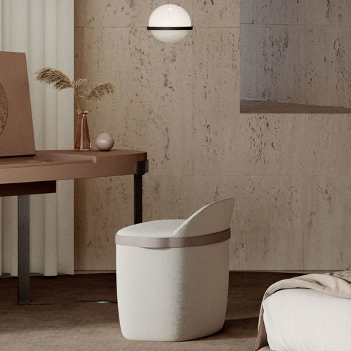 Pouf contemporaneo - Sweetheart - Rossi di Albizzate - in tessuto / tondo / bianco