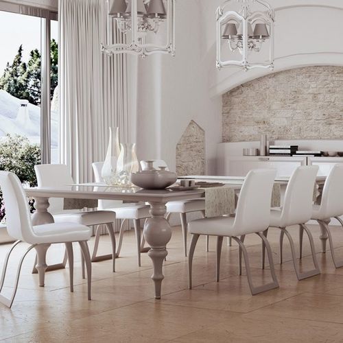 Tavolo da pranzo classico - DIAMOND - SCIC - in vetro laccato / con supporto in legno laccato / rettangolare