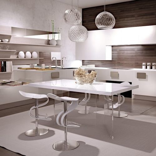 Tavolo da pranzo contemporaneo - SOLOBIANCO - SCIC - polimerico / con supporto in vetro / rettangolare