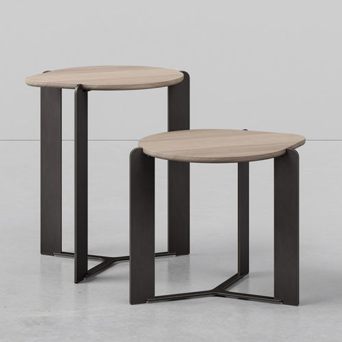 Tavolo d'appoggio in legno - D01  - Skram Furniture - con supporto in metallo / a forma di D / per uso contract