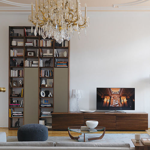 Parete attrezzata TV contemporaneo - CUBUS  - TEAM 7 - in rovere / in noce / in legno massiccio