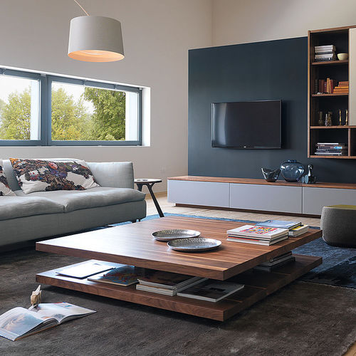 Tavolino basso contemporaneo - C3 - TEAM 7 - in vetro / in rovere / in noce