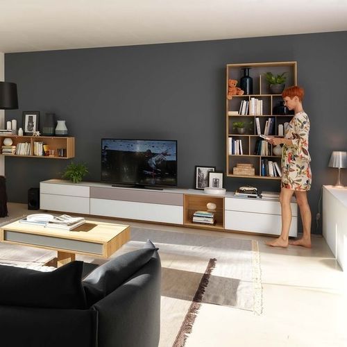 Parete attrezzata TV contemporaneo - CUBUS PURE  - TEAM 7 - in rovere / in noce / in vetro