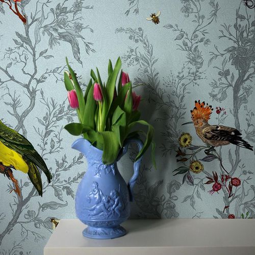 Carta da parati contemporanea - BIRDS 'N' BEES  - Timorous Beasties - con animali / bianca / grigia