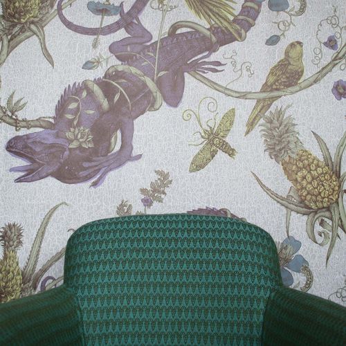 Carta da parati classica - IGUANA SOLID  - Timorous Beasties - in tessuto / in vinile / con motivi floreali