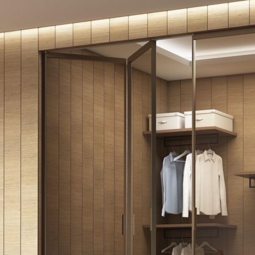 Sistema scorrevole in alluminio - Pavilion libro bronze (3) - TreP Srl - per porta in vetro / a libro / verticale