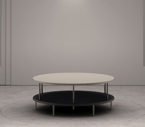 Tavolino basso contemporaneo - DD - Wittmann - in pelle / in marmo / con supporto in alluminio