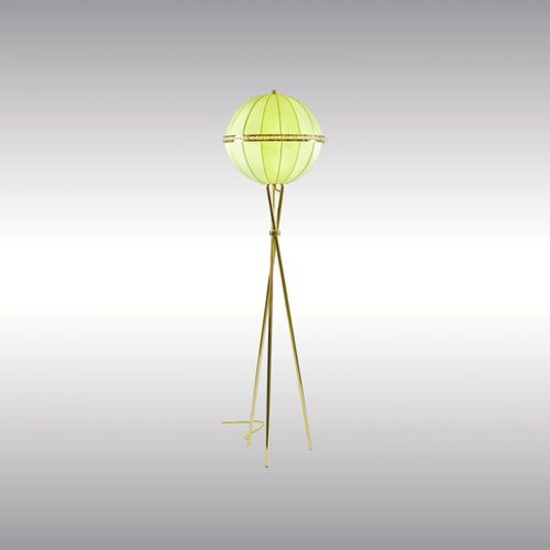 Lampada da terra - QUOLUNA 9749 - Woka Lamps Vienna - in ottone / in tessuto / classica