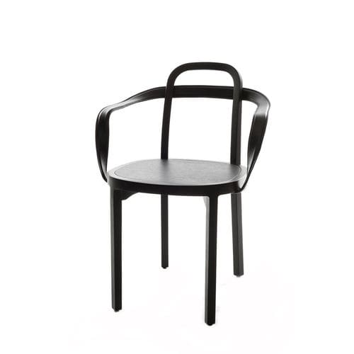 Sedia contemporanea - SIRO+ WITH ARMRESTS - Woodnotes - da interno / in rovere / in pelle