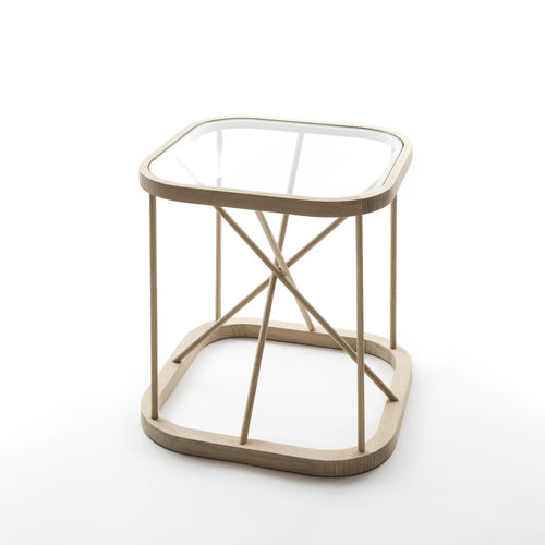 Comodino contemporaneo - TWIGGY - Woodnotes - in vetro / in rovere / quadrato