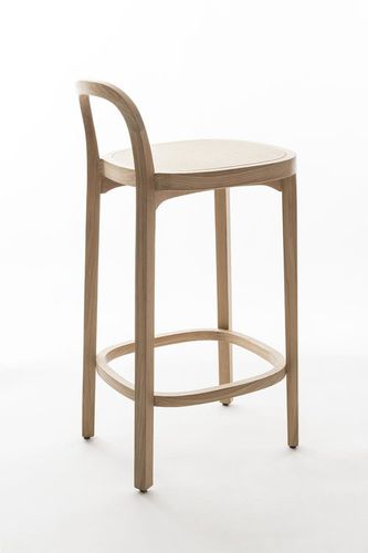 Sedia alta contemporanea - SIRO+ - Woodnotes - da interno / in pelle / con supporto in legno